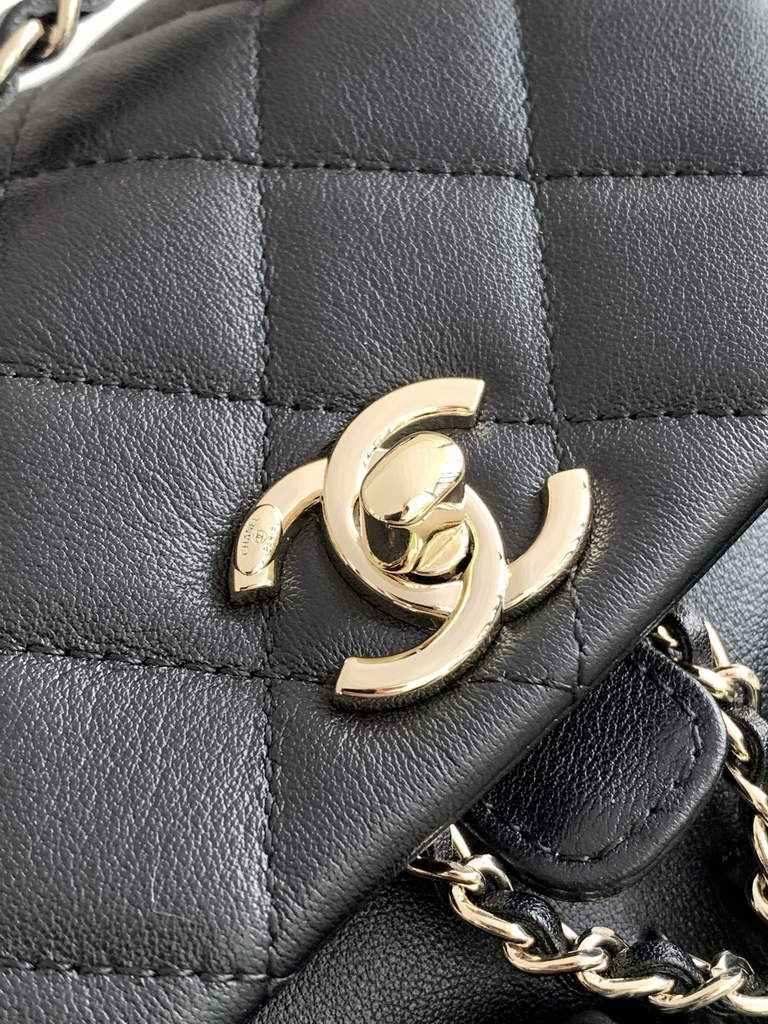 Chanel AS3787 Small backpack Lambskin gold Black