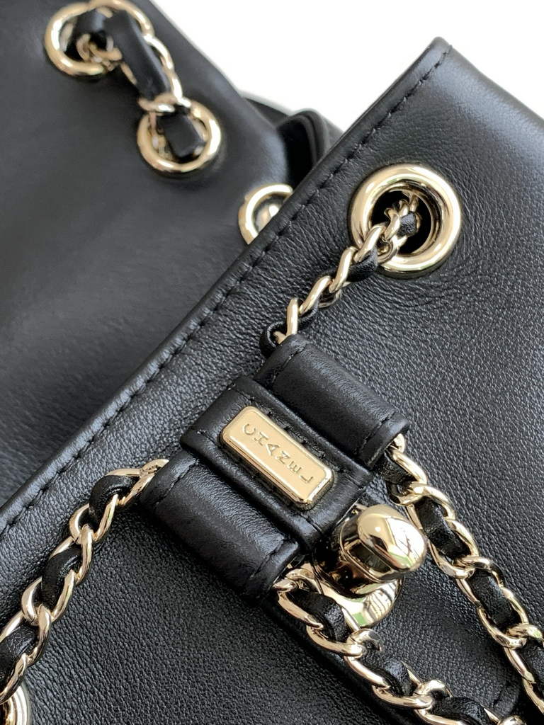 Chanel AS3787 Small backpack Lambskin gold Black