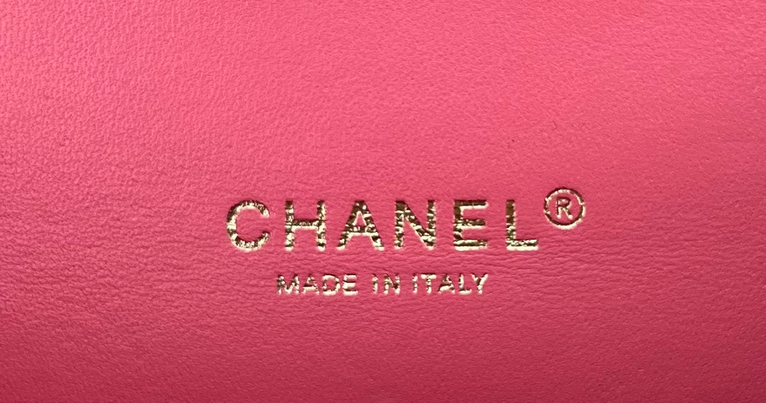 Chanel A01112 Classic Handbag Pink Velvet Enamel Gold-Tone Metal