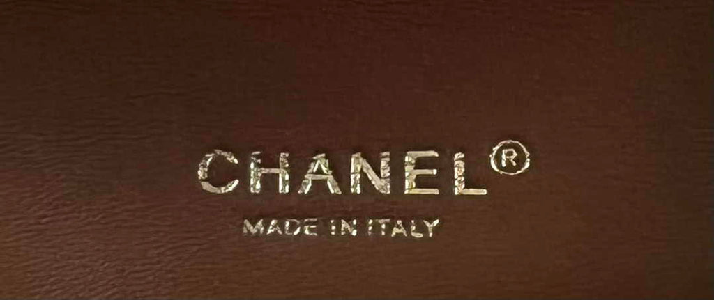 Chanel A01112 Classic Handbag Brown Velvet Enamel Gold-Tone Metal