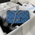 Chanel A01112 Classic Handbag Denim Gold-Tone Metal Blue