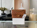 Chanel A01112 Classic Handbag Grained Calfskin Brown Gold