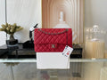 Chanel A01112 Classic Handbag Grained Calfskin Red Silver