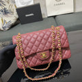Chanel A01112 Classic Handbag Grained Calfskin Wine Red Gold