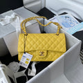 Chanel A01112 Classic Handbag Grained Calfskin Yellow Gold
