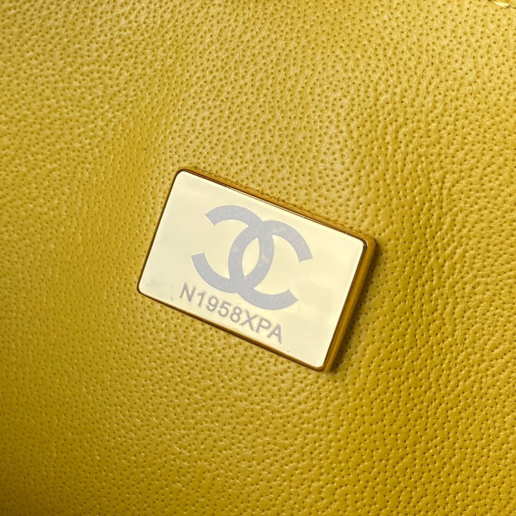 Chanel A01112 Classic Handbag Grained Calfskin Yellow Gold