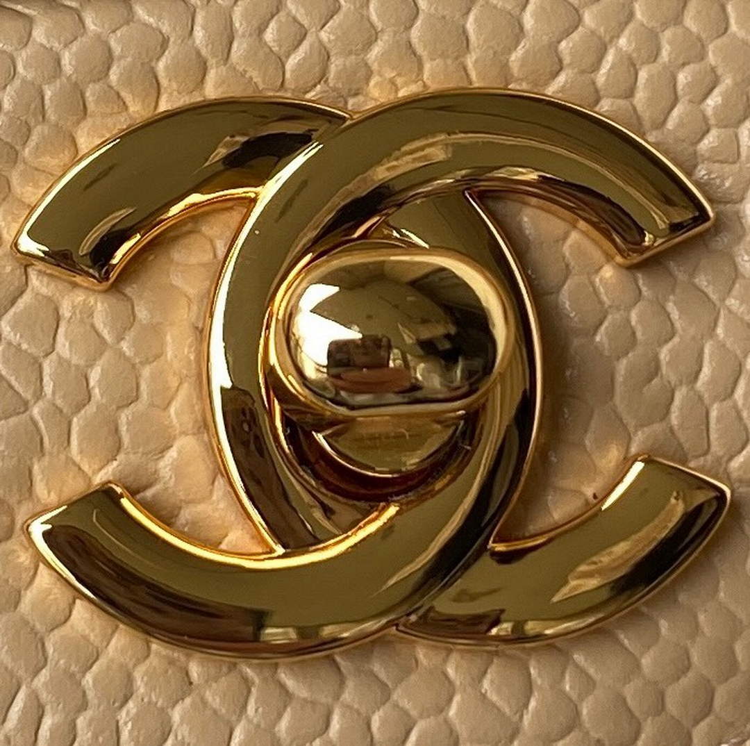Chanel A01112 Classic Handbag Grained Calfskin Dark Beige Gold