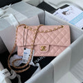 Chanel A01112 Classic Handbag Grained Calfskin Pink Gold