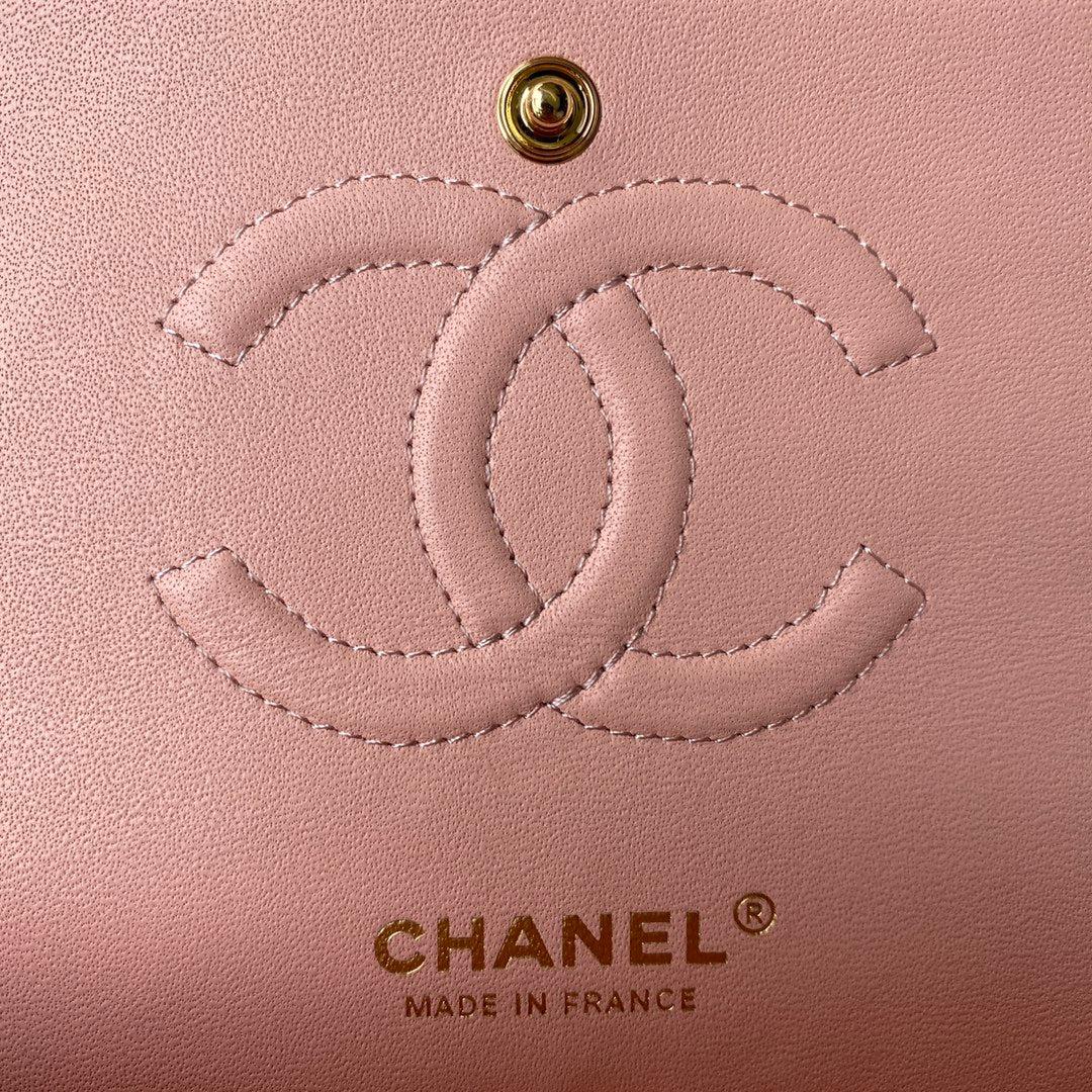 Chanel A01112 Classic Handbag Grained Calfskin Pink Gold