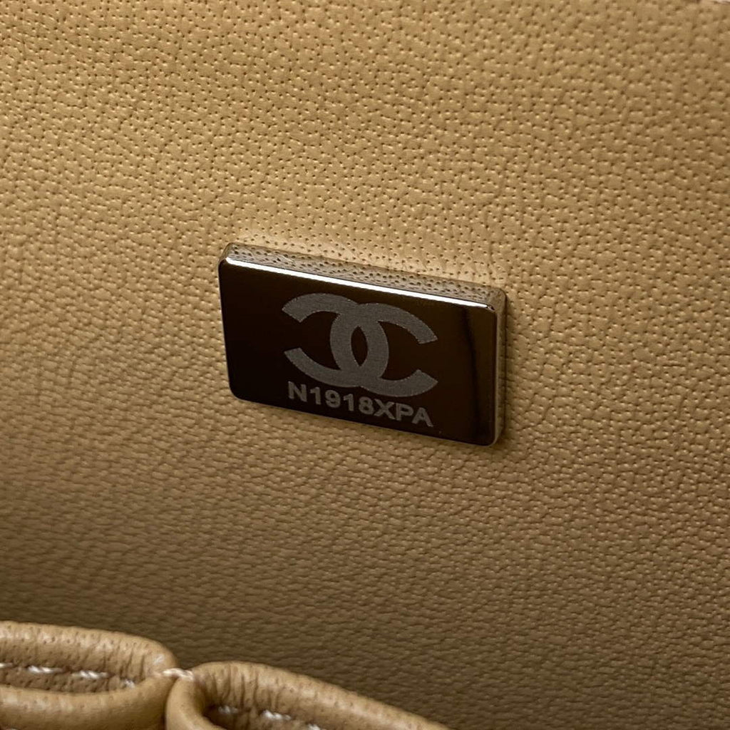 Chanel A01112 Classic Handbag Grained Calfskin Dark Beige Silver