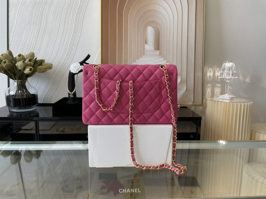 Chanel A01112 Classic Handbag Lambskin Plum Gold