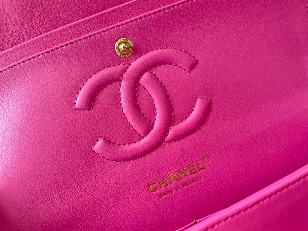 Chanel A01112 Classic Handbag Lambskin Plum Gold