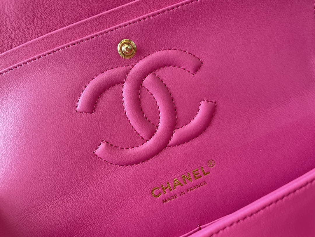 Chanel A01112 Classic Handbag Lambskin Plum Gold