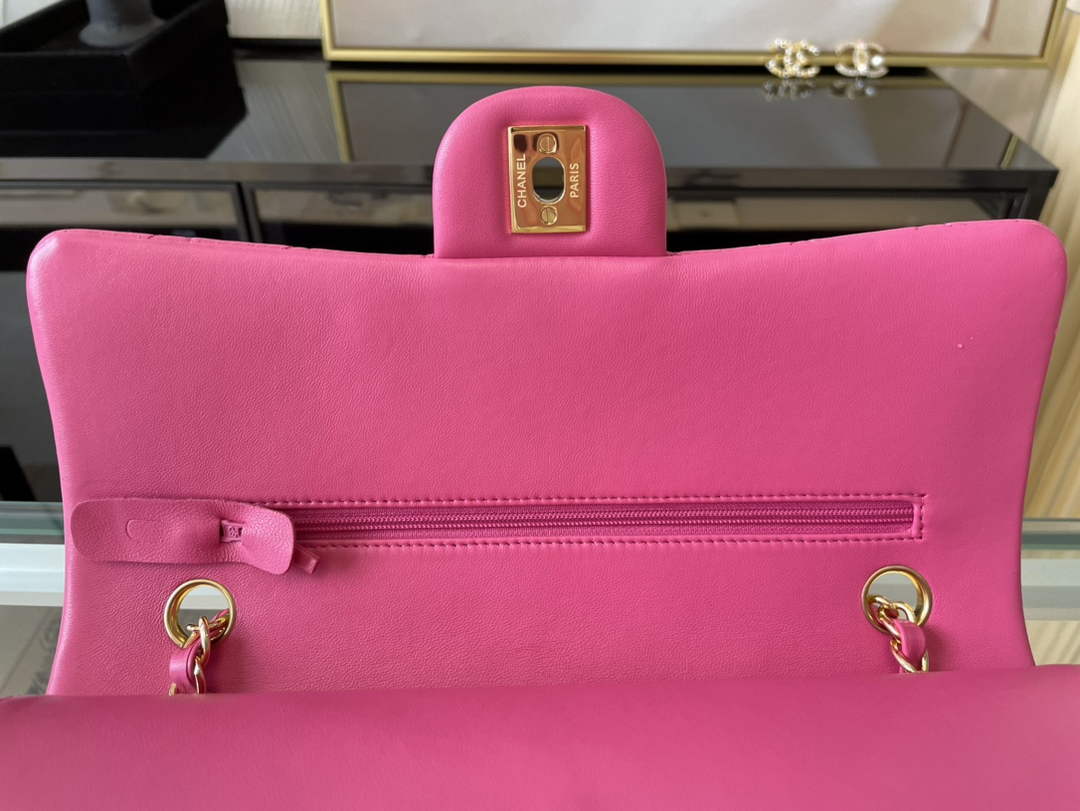 Chanel A01112 Classic Handbag Lambskin Plum Gold