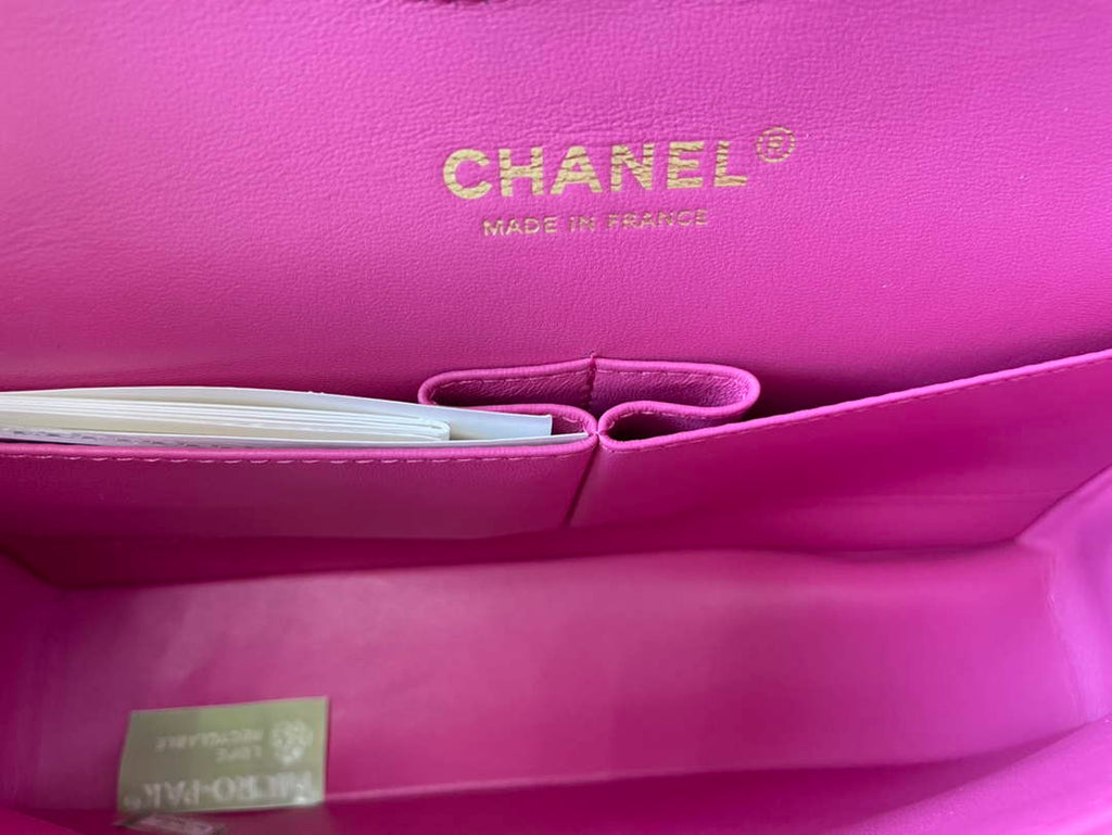Chanel A01112 Classic Handbag Lambskin Plum Gold