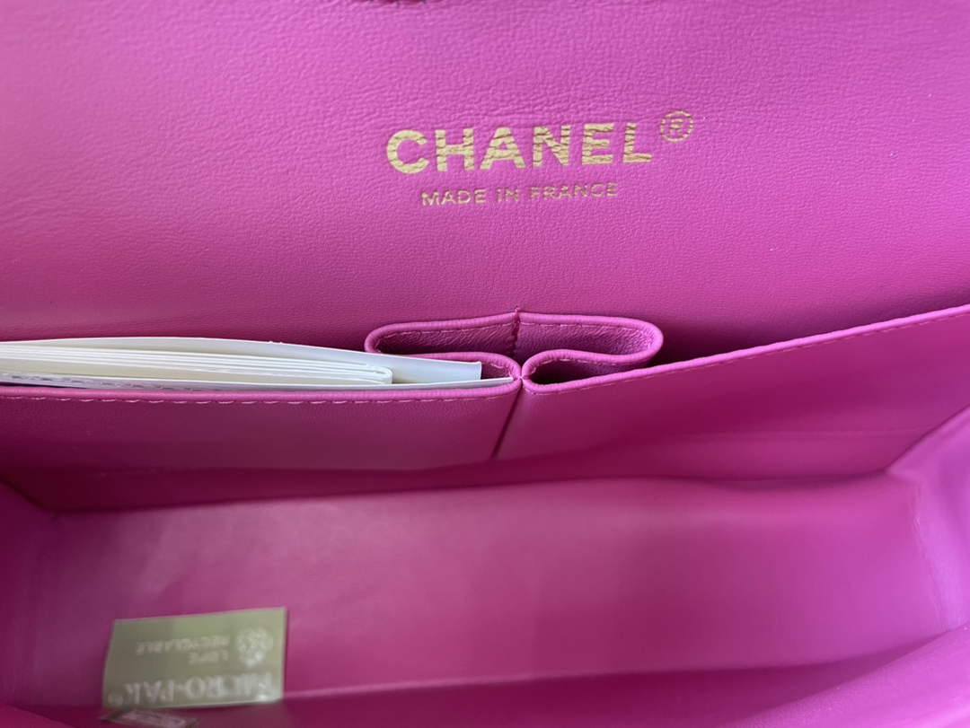 Chanel A01112 Classic Handbag Lambskin Plum Gold
