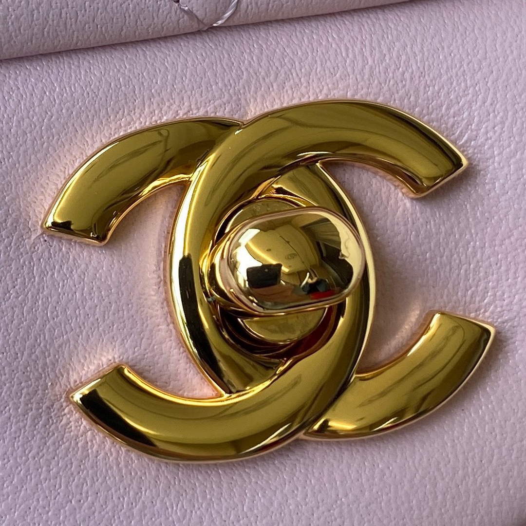 Chanel A01112 Classic Handbag Lambskin Purple Pink Gold
