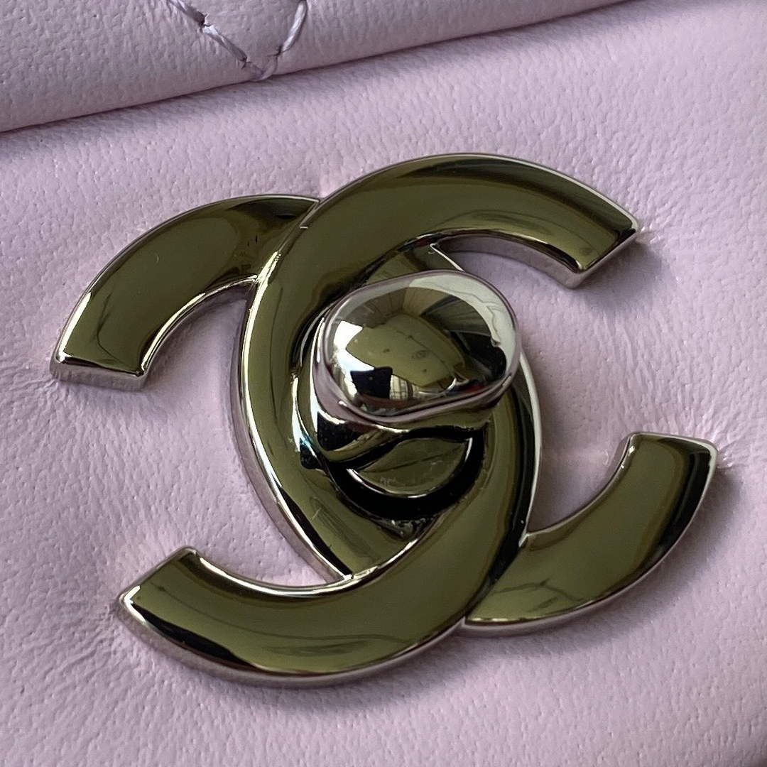 Chanel A01112 Classic Handbag Lambskin Purple Pink Silver