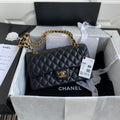 Chanel A01112 Classic Handbag Lambskin Black Gold