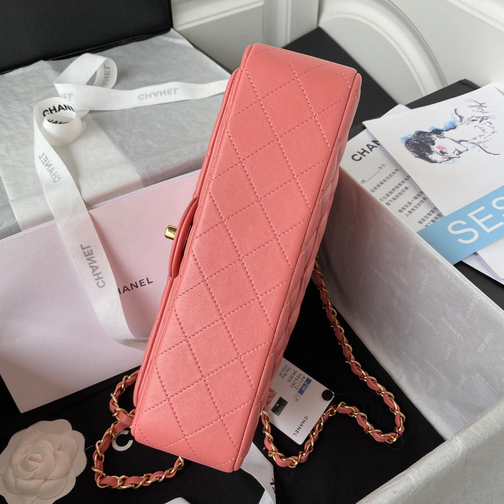 Chanel A01112 Classic Handbag Lambskin Pink Gold