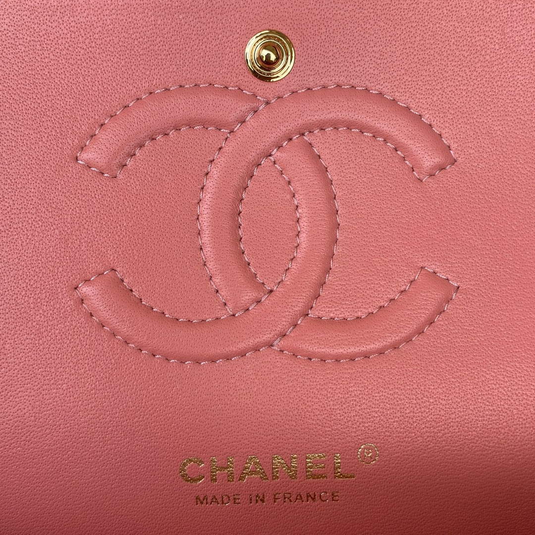 Chanel A01112 Classic Handbag Lambskin Pink Gold