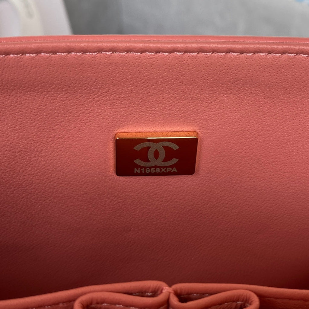 Chanel A01112 Classic Handbag Lambskin Pink Gold