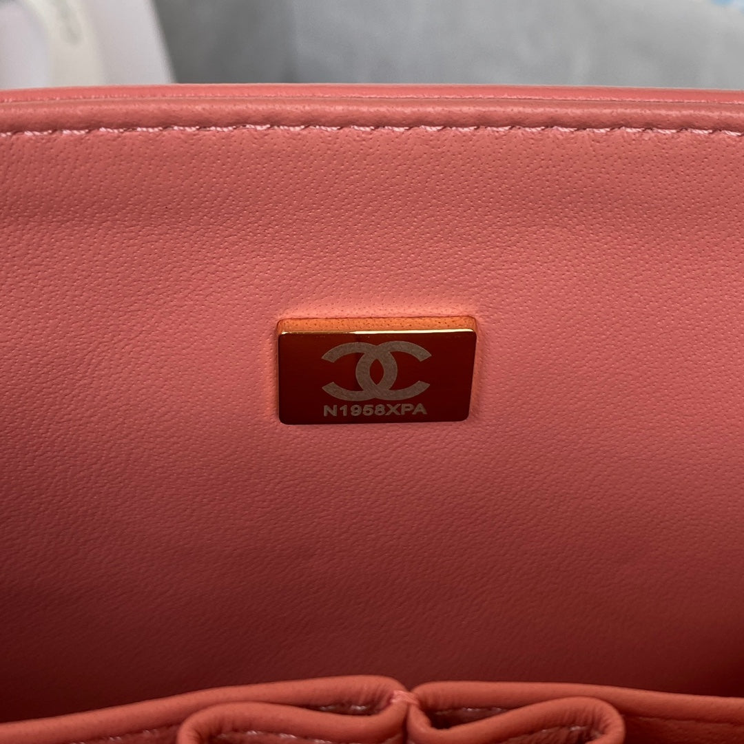 Chanel A01112 Classic Handbag Lambskin Pink Gold