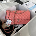 Chanel A01112 Classic Handbag Lambskin Pink Silver