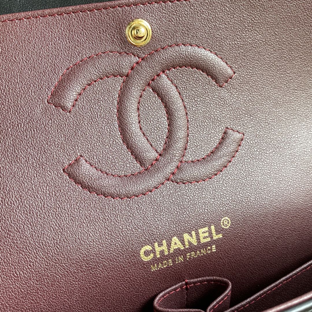 Chanel A01112 Classic Handbag Lambskin Black Gold
