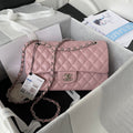 Chanel A01112 Classic Handbag Lambskin Light Pink Silver