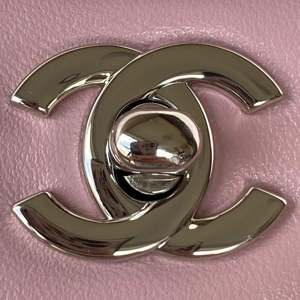 Chanel A01112 Classic Handbag Lambskin Light Pink Silver