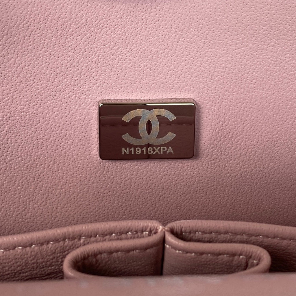 Chanel A01112 Classic Handbag Lambskin Light Pink Silver