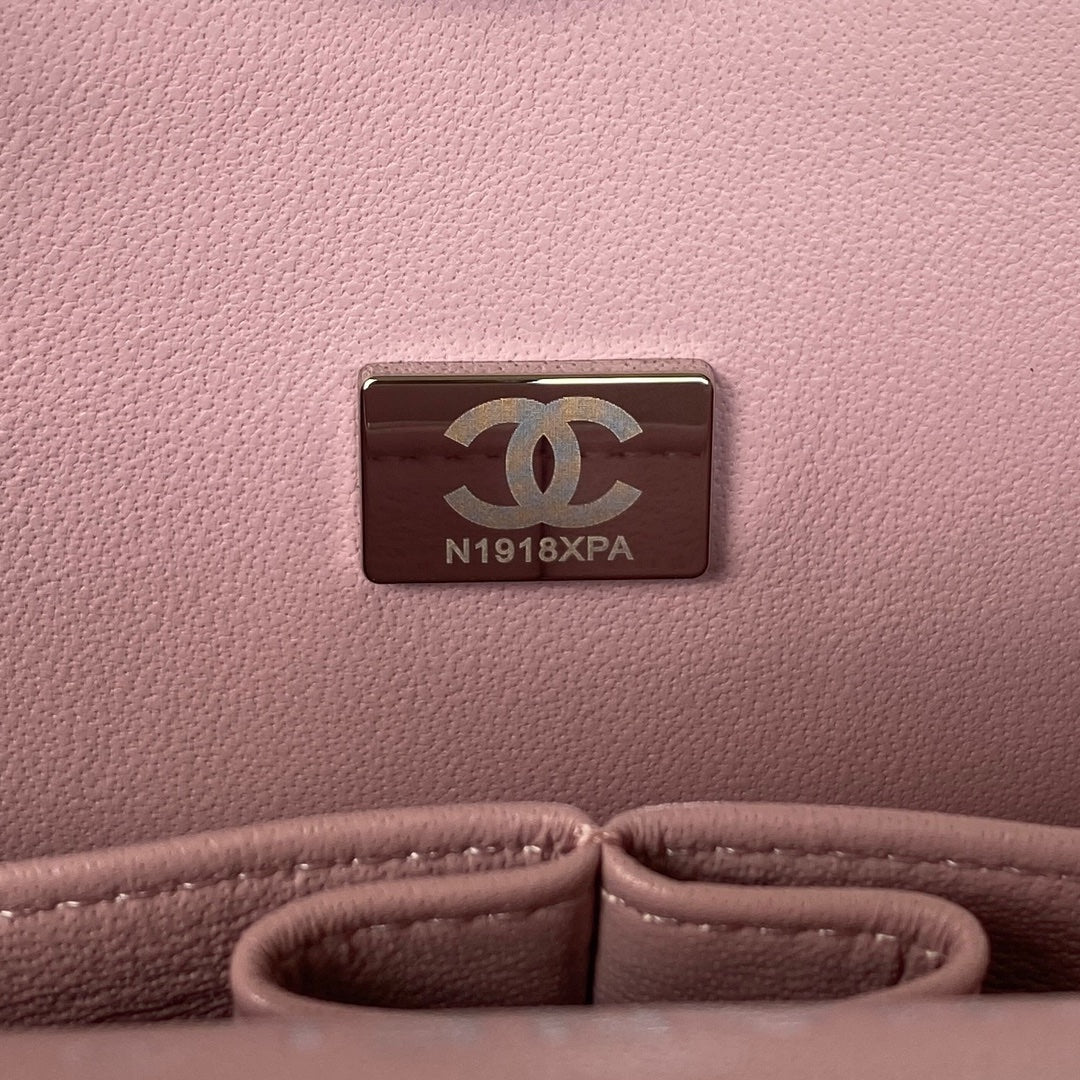 Chanel A01112 Classic Handbag Lambskin Light Pink Silver