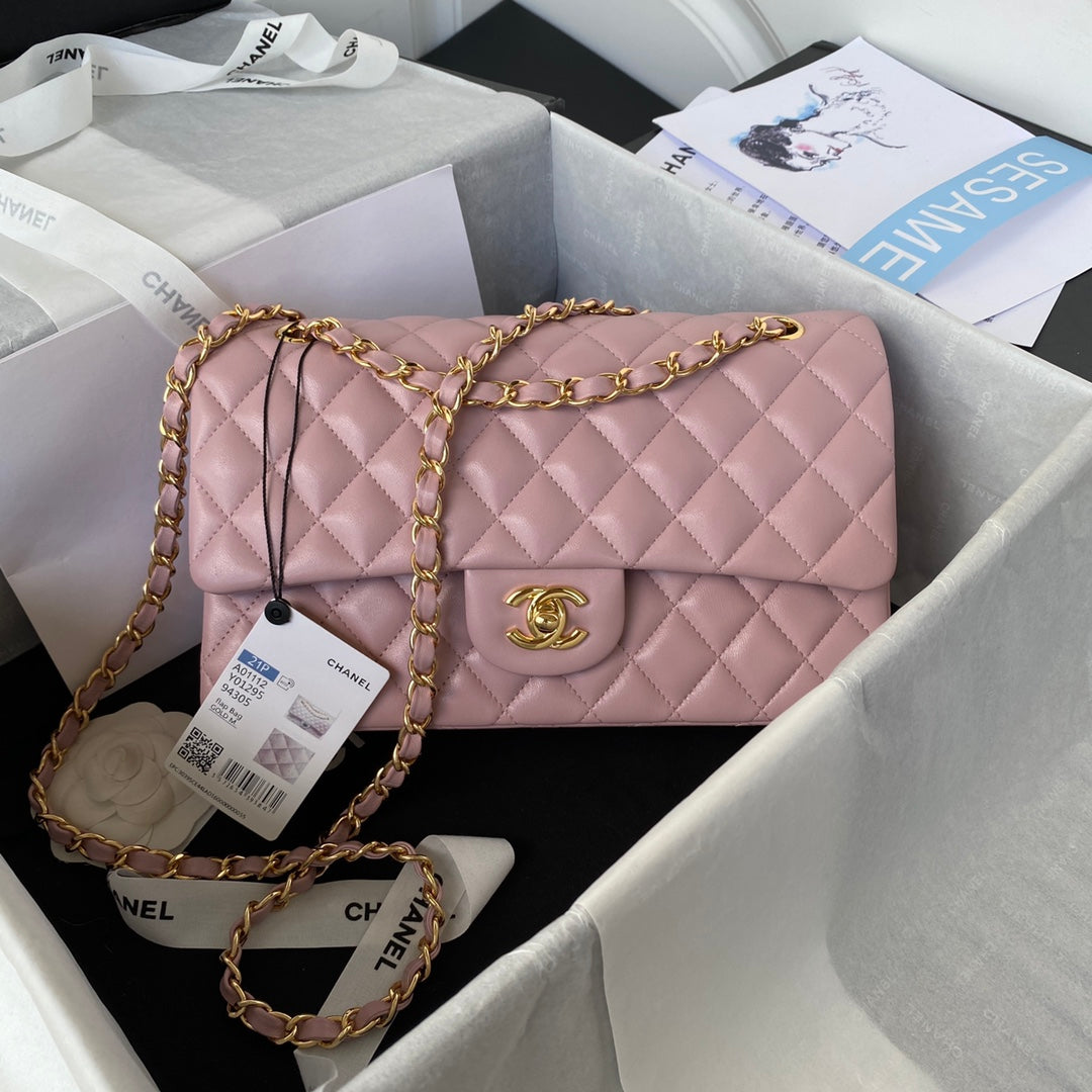 Chanel A01112 Classic Handbag Lambskin Light Pink Gold
