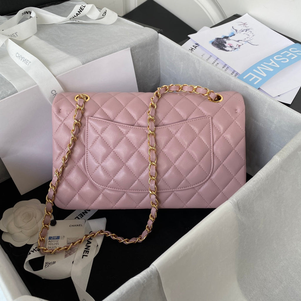 Chanel A01112 Classic Handbag Lambskin Light Pink Gold