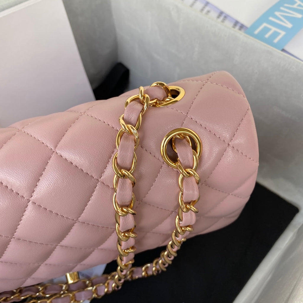 Chanel A01112 Classic Handbag Lambskin Light Pink Gold