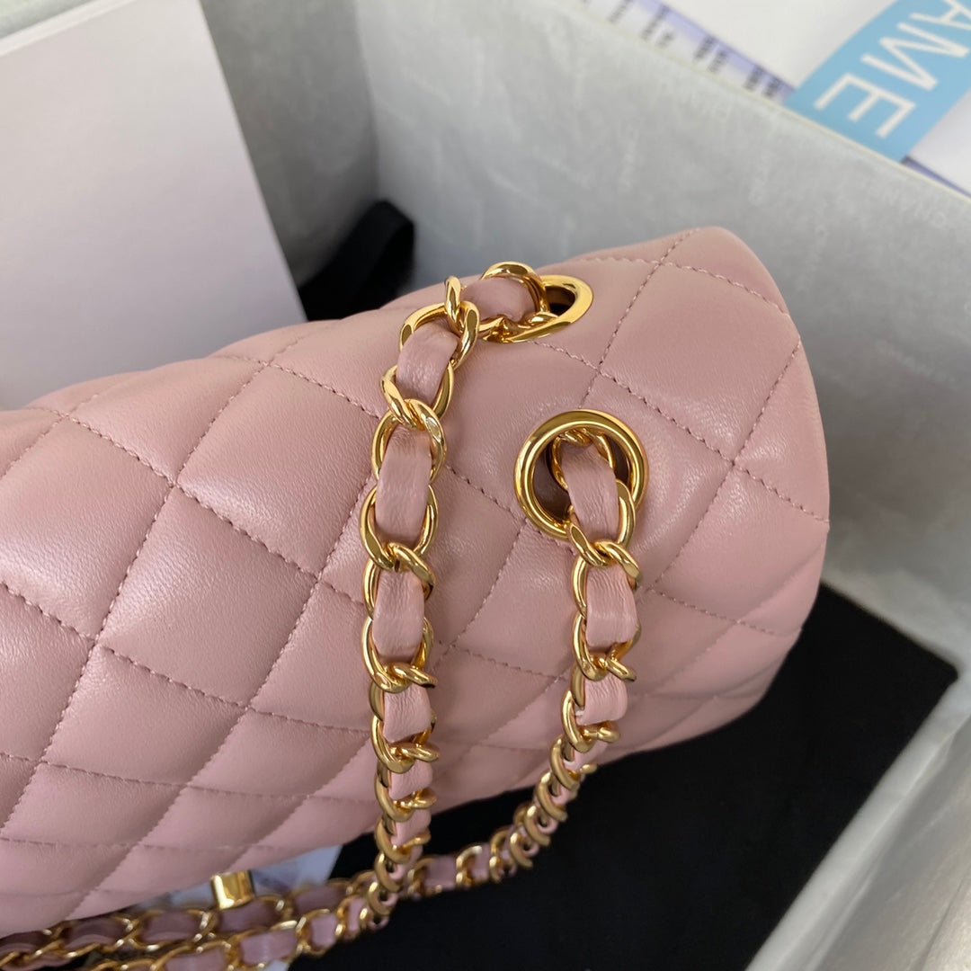 Chanel A01112 Classic Handbag Lambskin Light Pink Gold