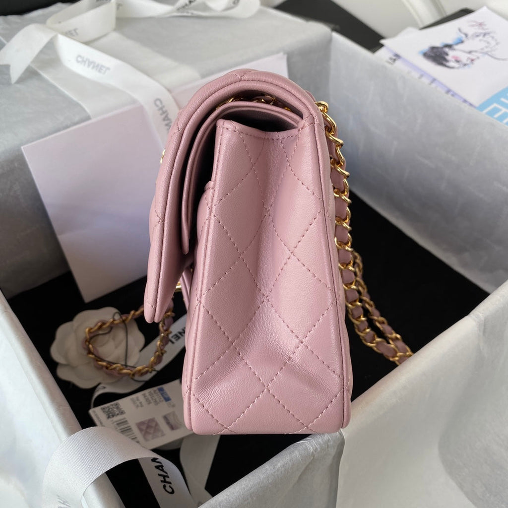 Chanel A01112 Classic Handbag Lambskin Light Pink Gold