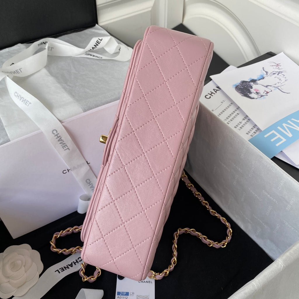 Chanel A01112 Classic Handbag Lambskin Light Pink Gold
