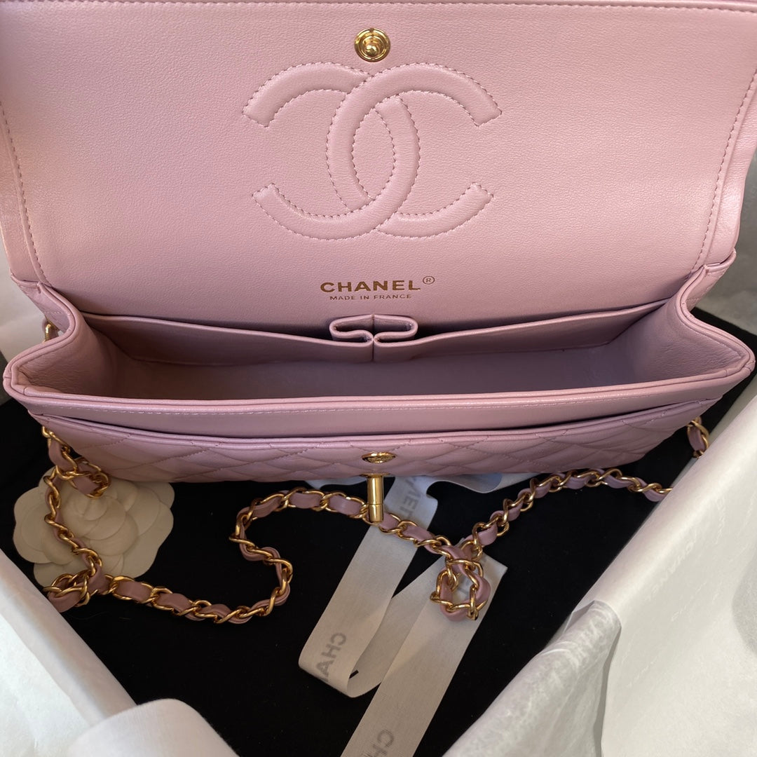 Chanel A01112 Classic Handbag Lambskin Light Pink Gold