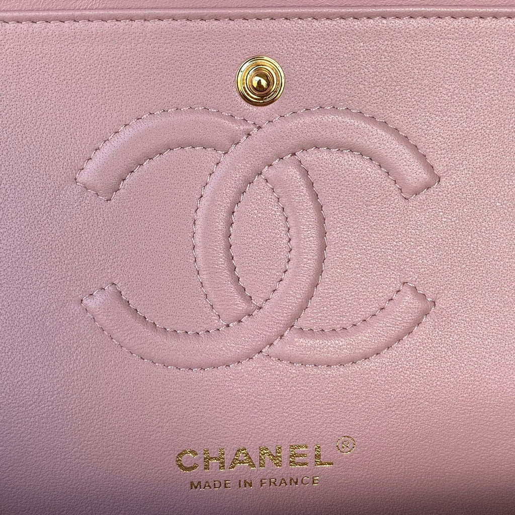 Chanel A01112 Classic Handbag Lambskin Light Pink Gold