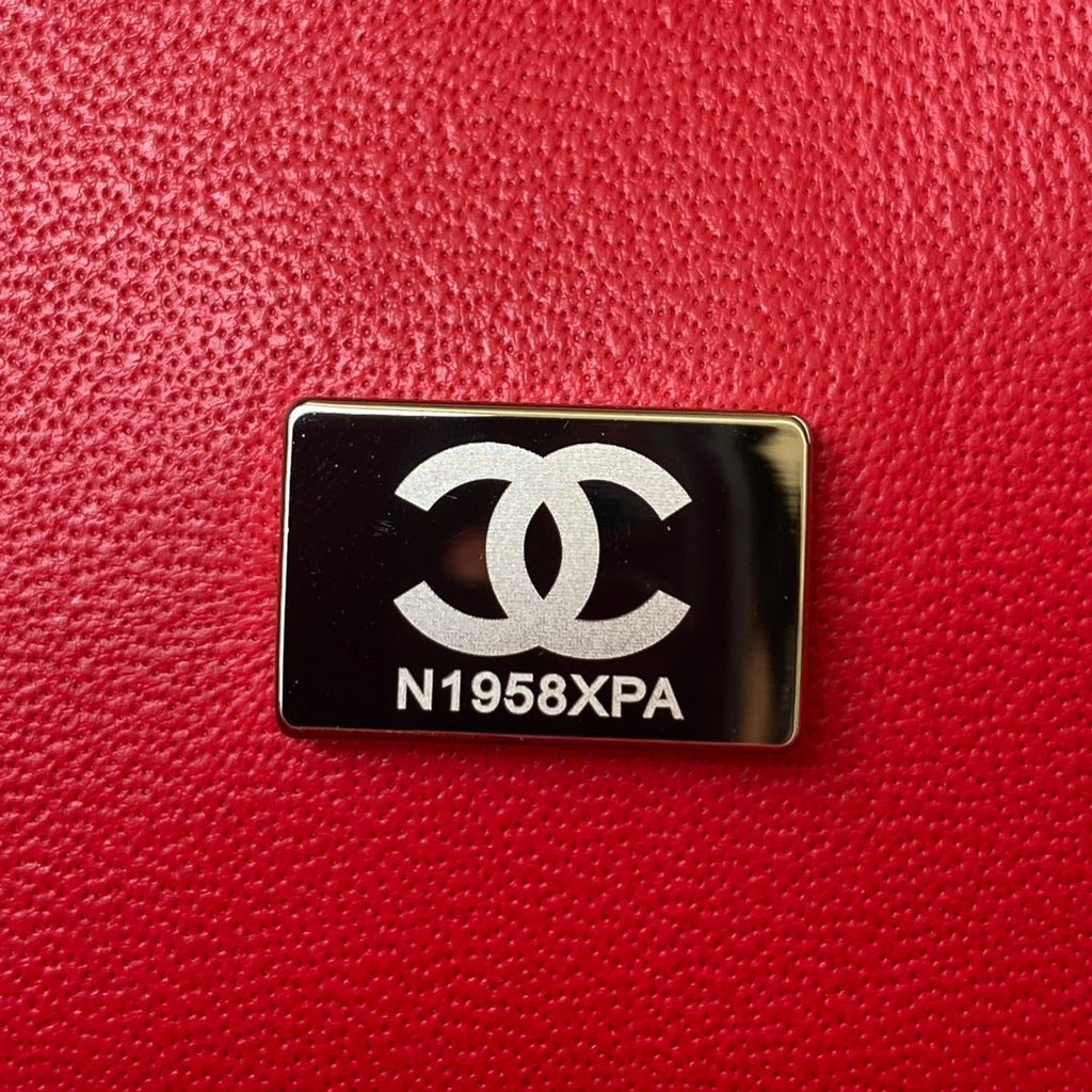 Chanel A01112 Classic Handbag Lambskin Red Silver