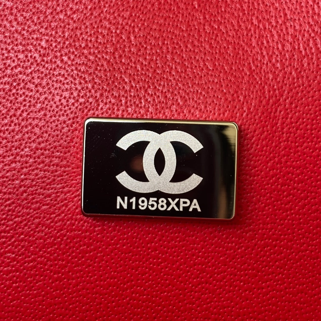 Chanel A01112 Classic Handbag Lambskin Red Silver