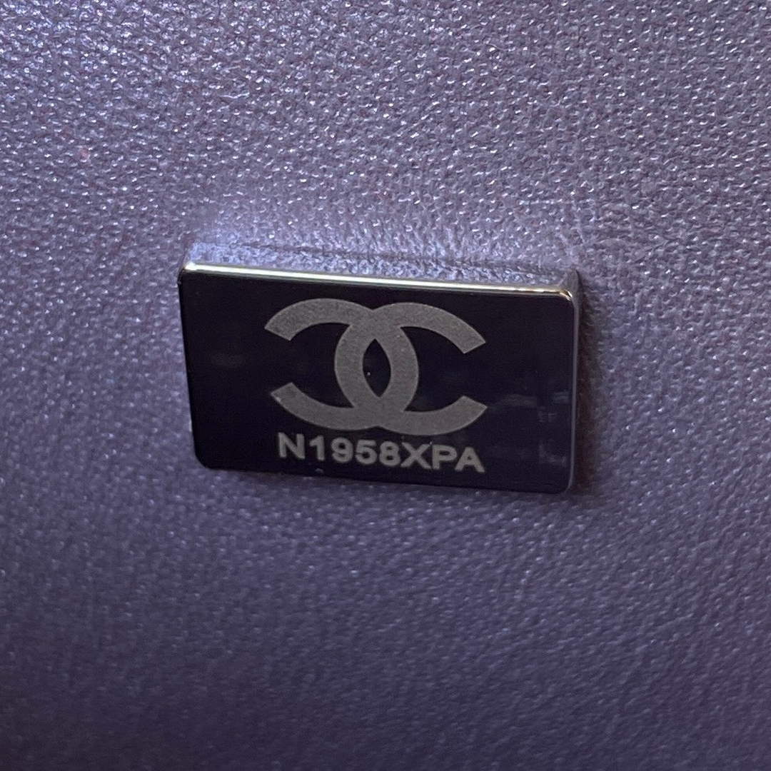 Chanel A01112 Classic Handbag Leather Gray Silver