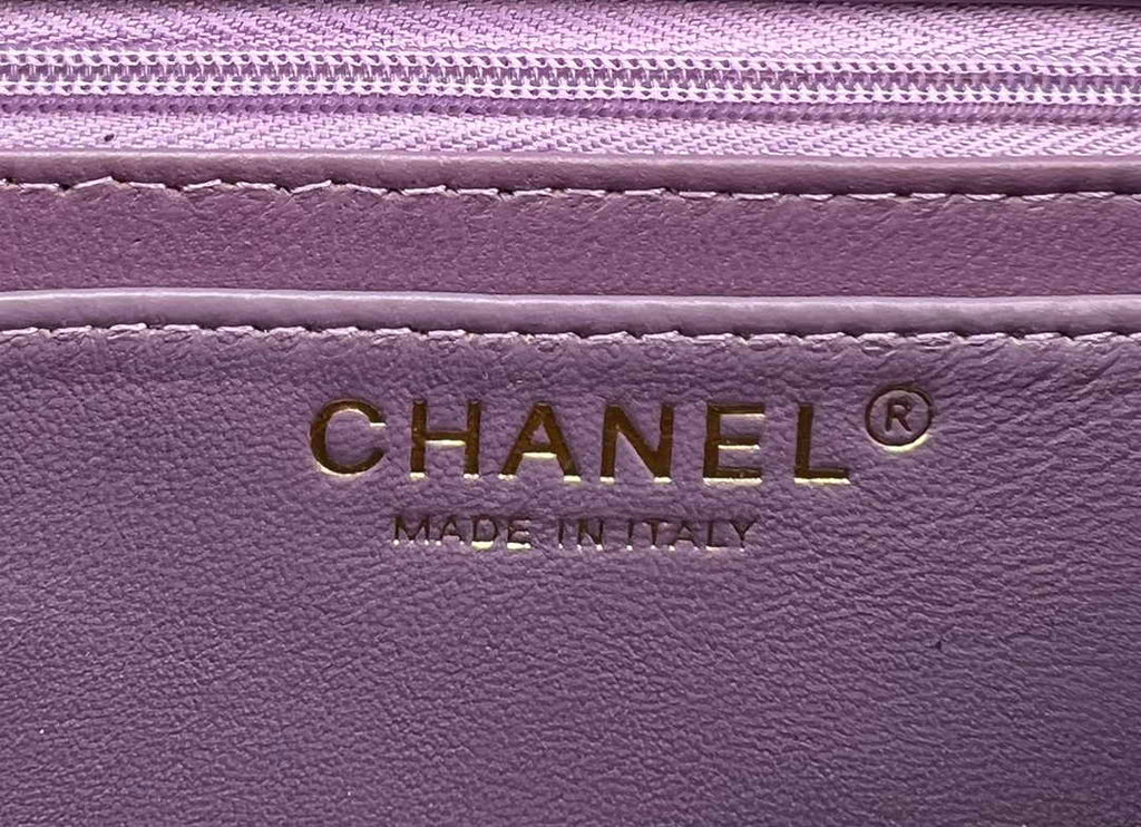 Chanel A01112 Classic Handbag Purple Wool Tweed Gold-Tone Metal