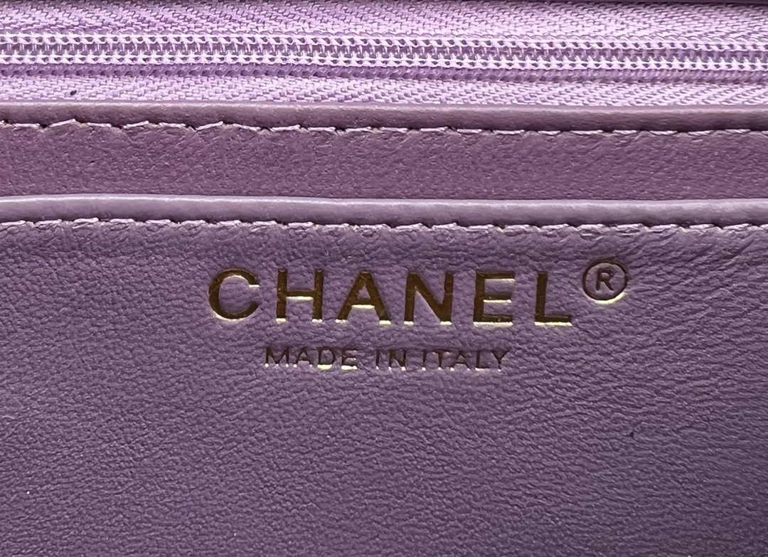 Chanel A01112 Classic Handbag Purple Wool Tweed Gold-Tone Metal