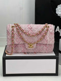 Chanel A01112 Classic Handbag Wool Tweed Gold-Tone Metal Pink