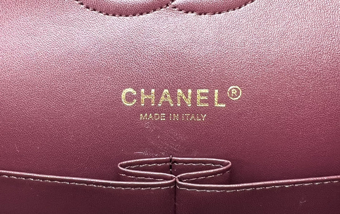 Chanel A01112 Classic Handbag Wool Tweed Gold-Tone Metal Brown Red