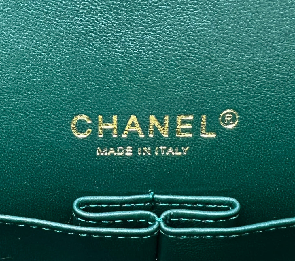Chanel A01112 Classic Handbag Wool Tweed Gold-Tone Metal Brown Green