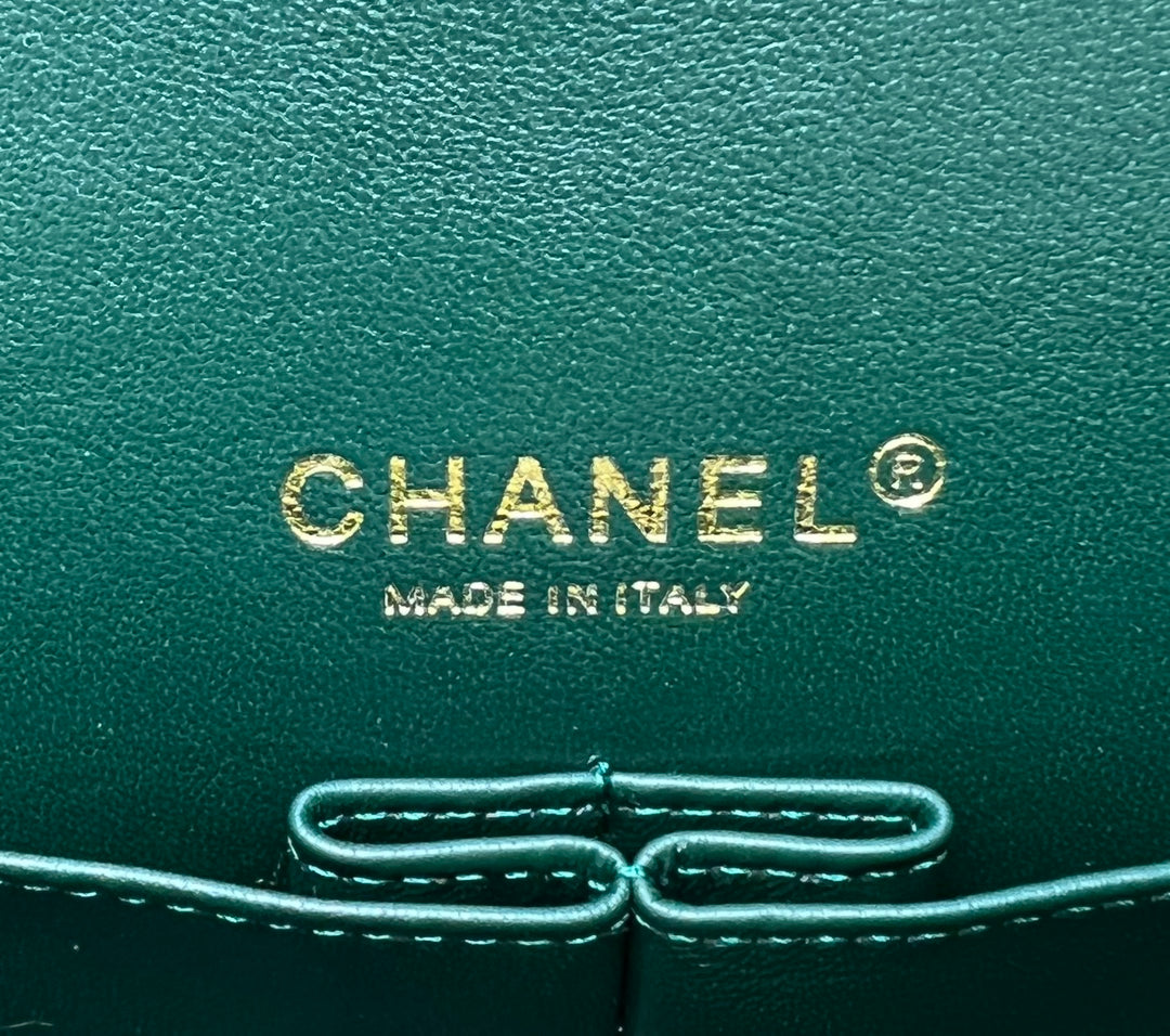 Chanel A01112 Classic Handbag Wool Tweed Gold-Tone Metal Brown Green